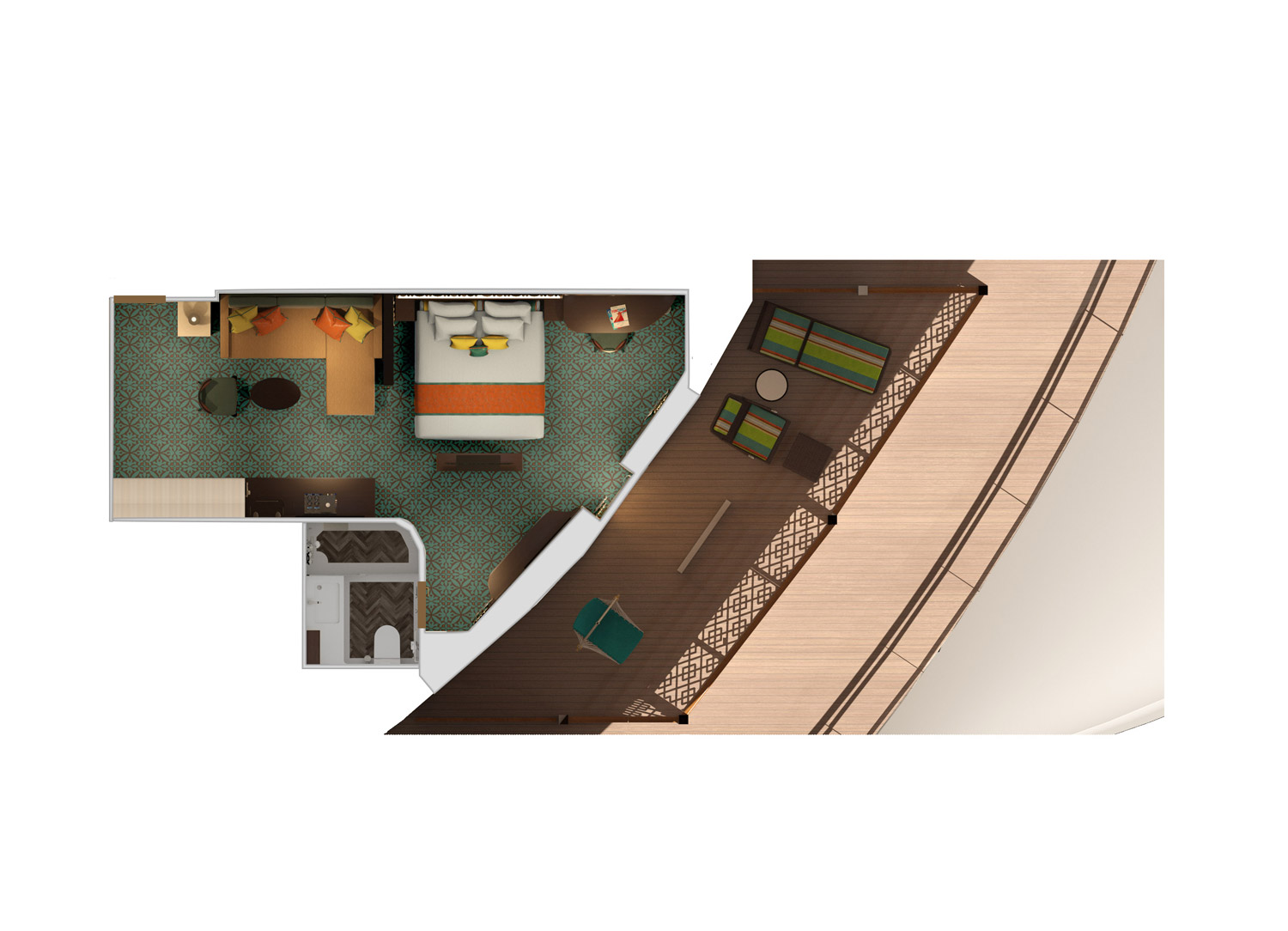 Schematic of the Havana Cabana Corner Suite (Obstructed)
