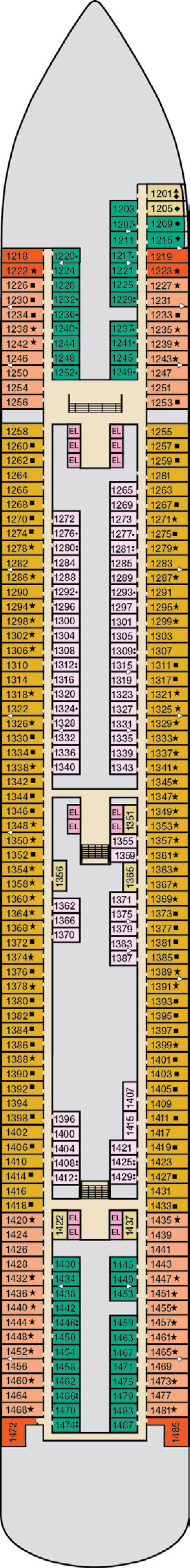 Deck 1 deck plan for Carnival Firenze