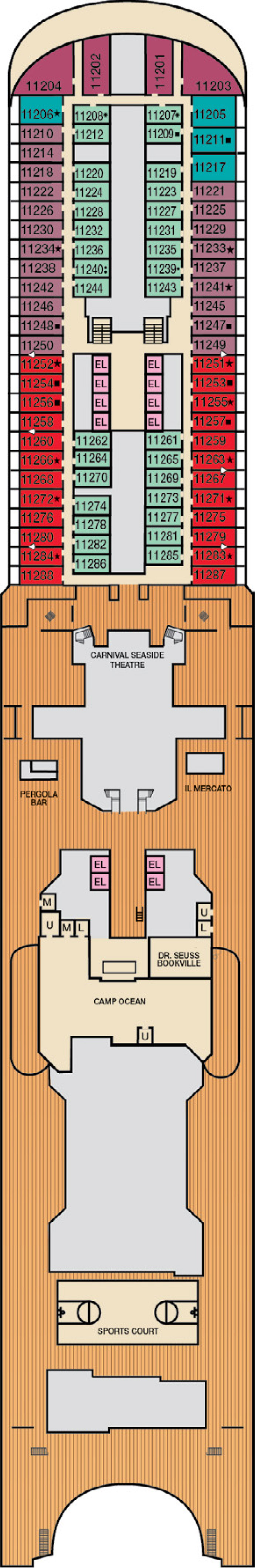 Deck 11 deck plan for Carnival Firenze