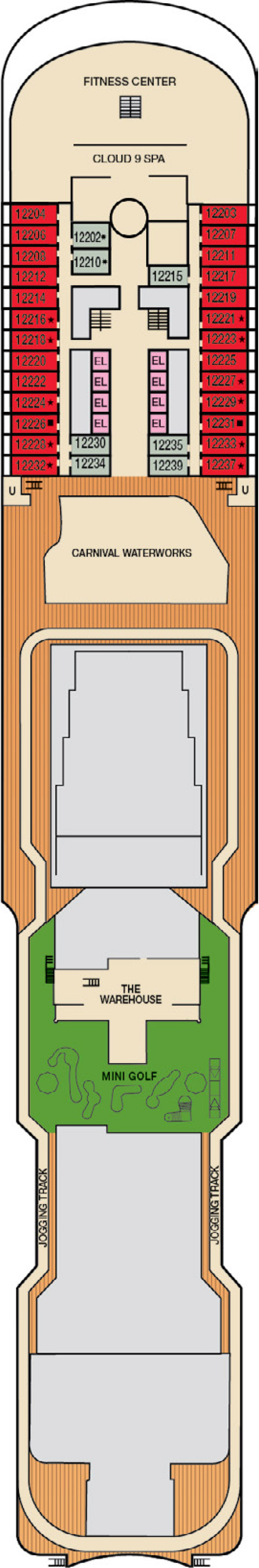 Deck 12 deck plan for Carnival Firenze