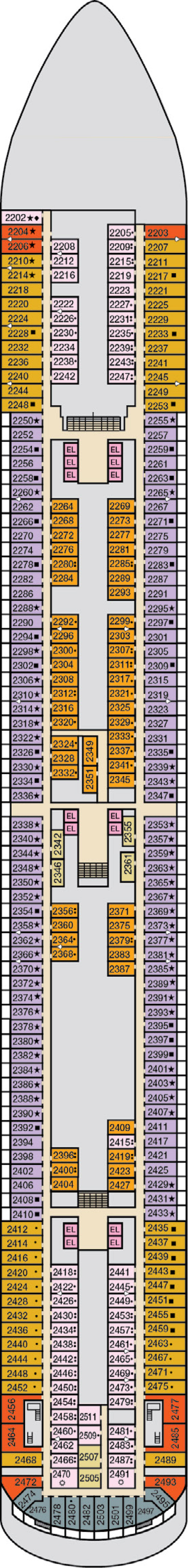 Deck 2 deck plan for Carnival Firenze