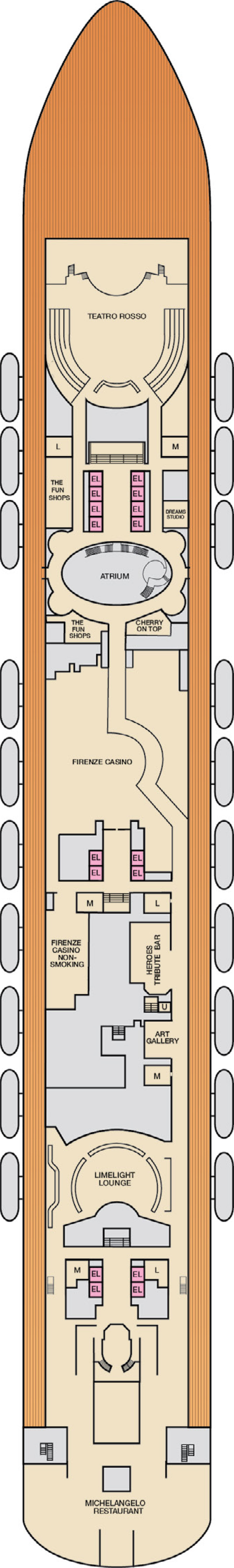Deck 4 deck plan for Carnival Firenze