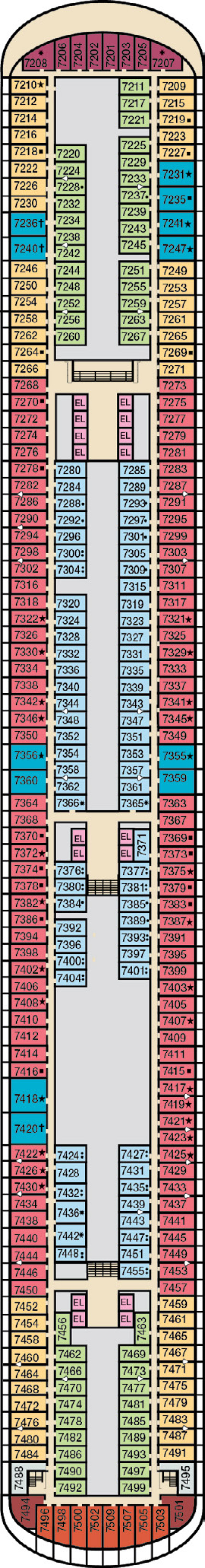 Deck 7 deck plan for Carnival Firenze