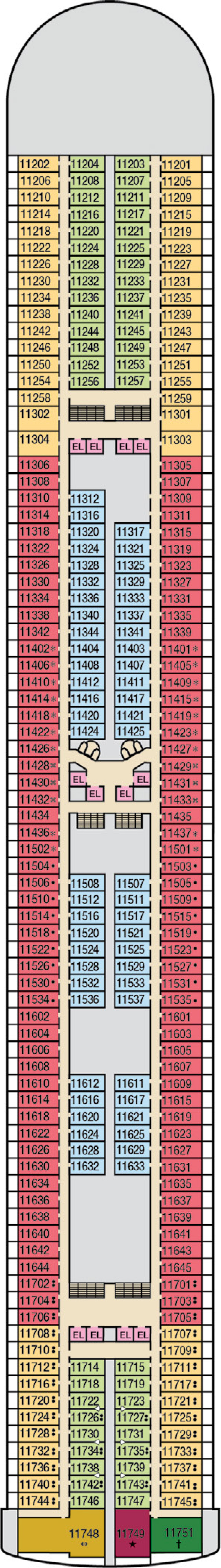 Deck 11 deck plan for Carnival Adventure