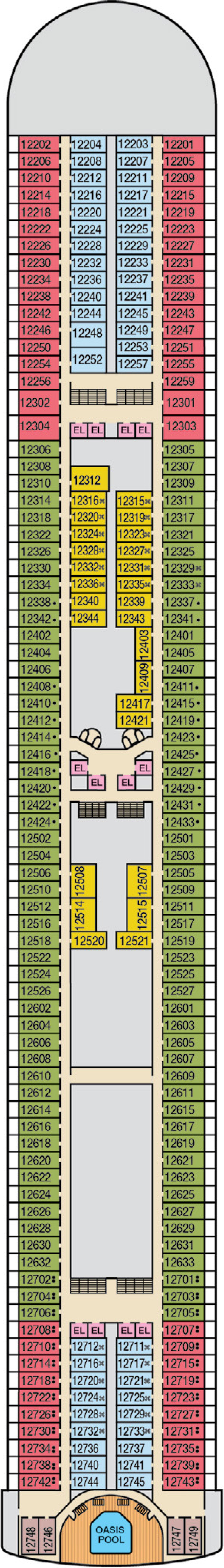 Deck 12 deck plan for Carnival Adventure