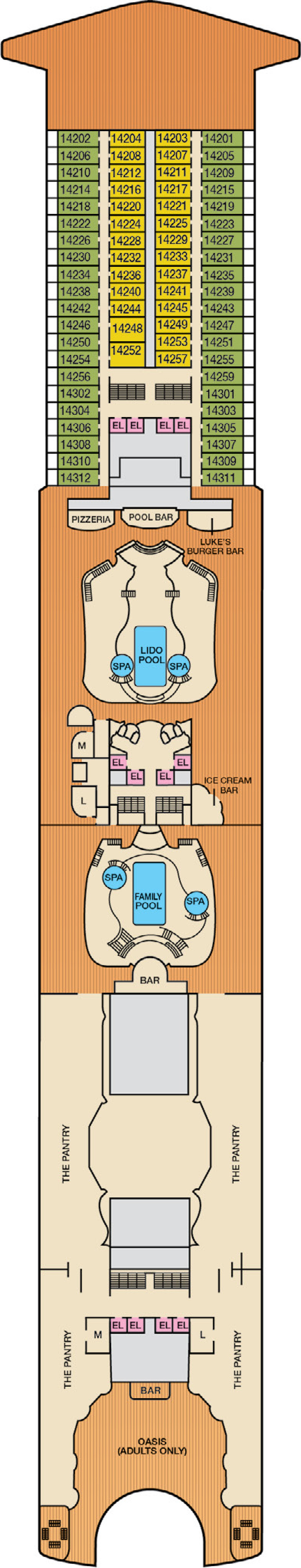 Deck 14 deck plan for Carnival Encounter