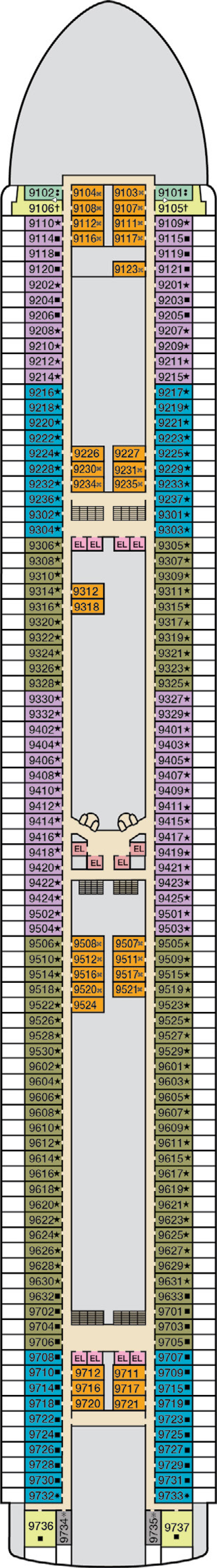 Deck 9 deck plan for Carnival Encounter