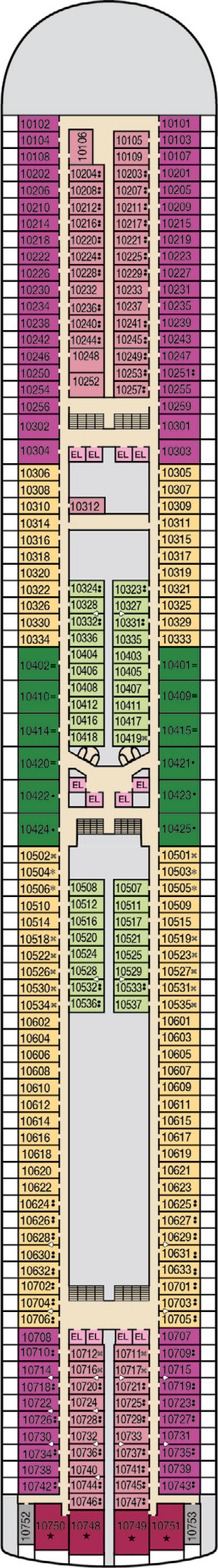 Deck 10 deck plan for Carnival Encounter