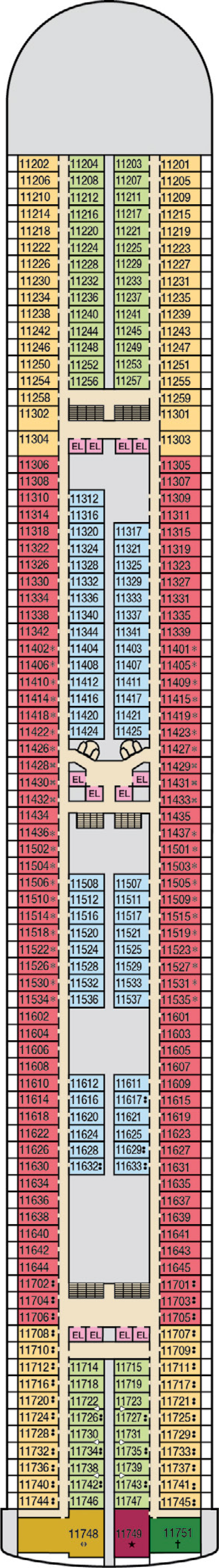 Deck 11 deck plan for Carnival Encounter