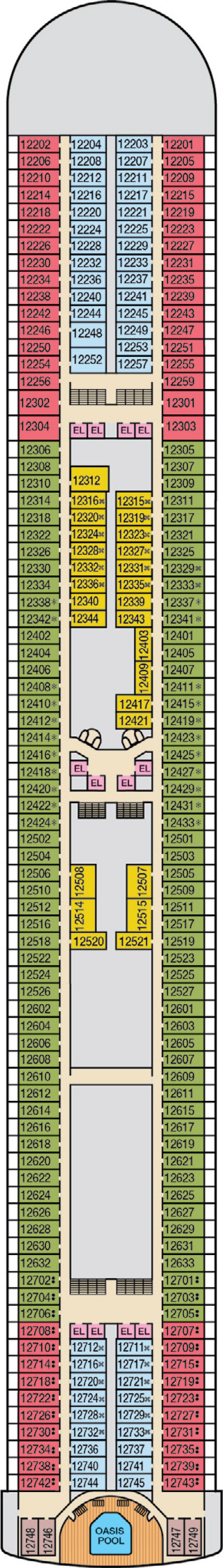 Deck 12 deck plan for Carnival Encounter
