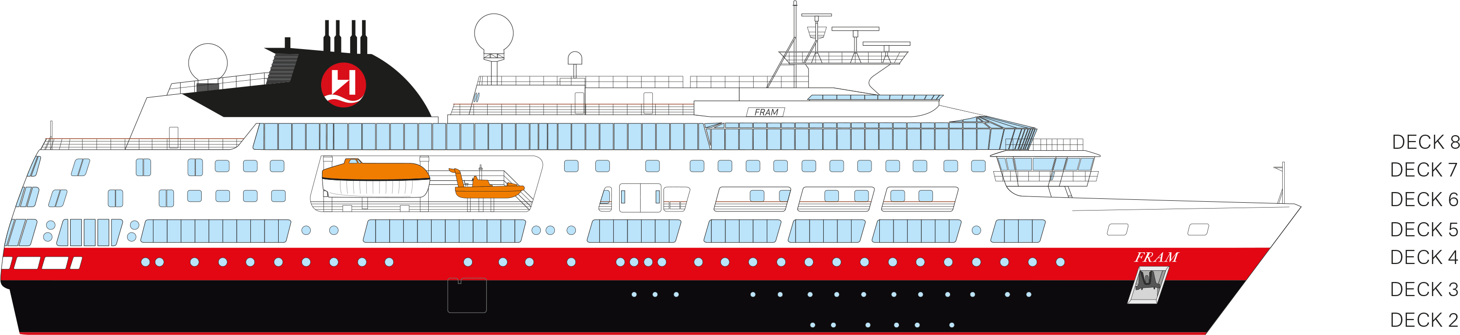 Where Deck 2 is on MS Fram