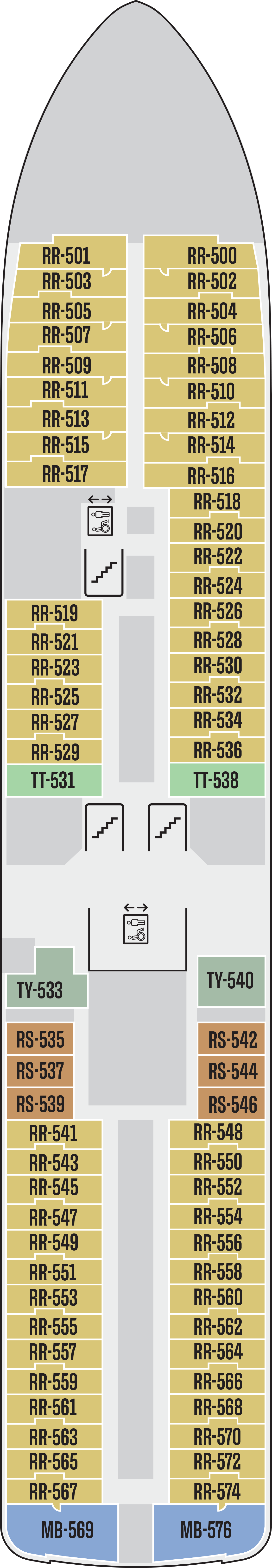 Deck 5 deck plan for MS Roald Amundsen