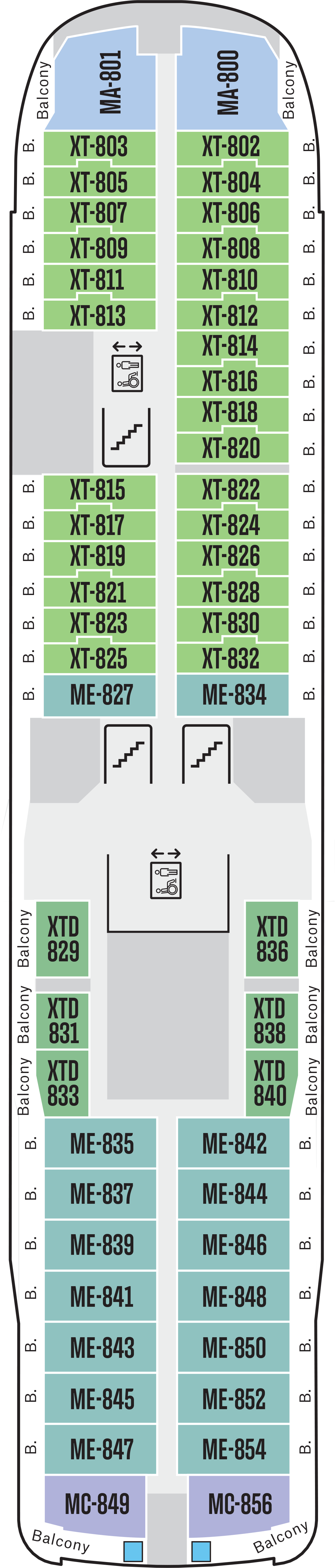 Deck 8 deck plan for MS Roald Amundsen