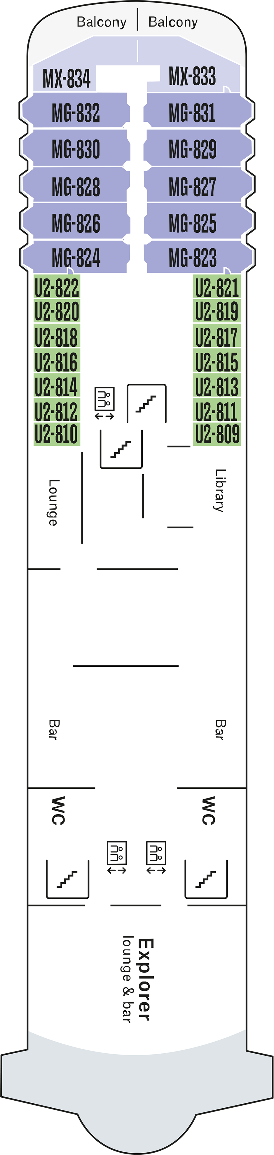 Deck 8 deck plan for MS Maud