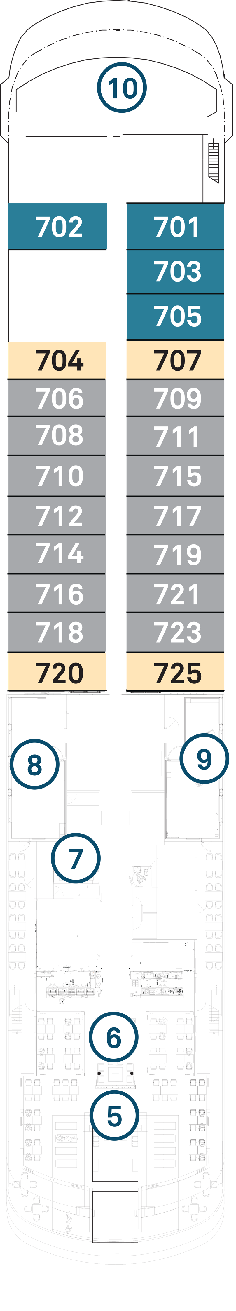 Deck 7 deck plan for Scenic Eclipse
