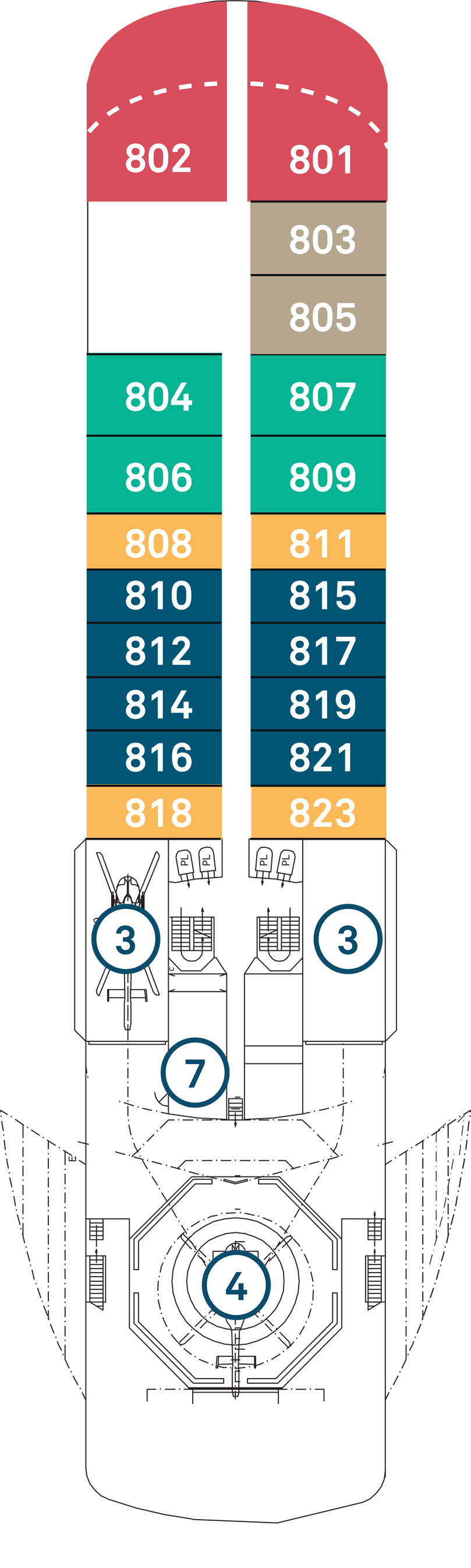 Deck 8 deck plan for Scenic Eclipse II