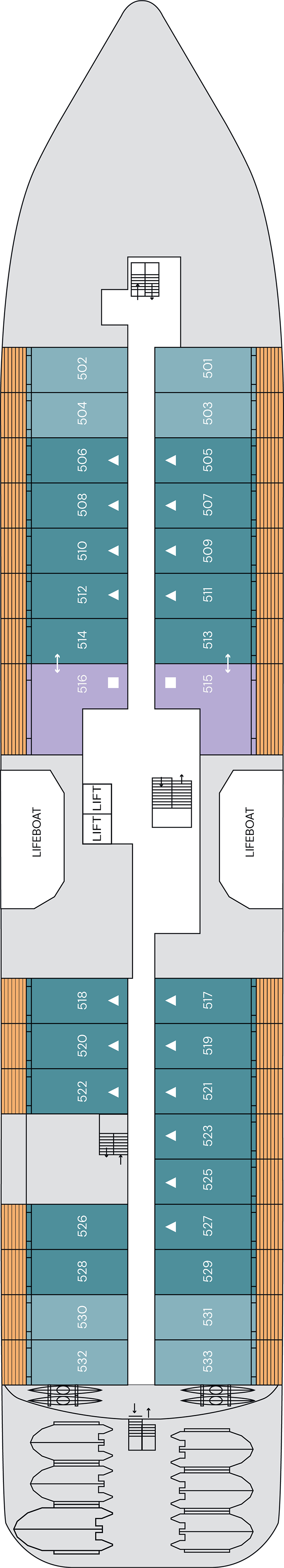 Deck 5 deck plan for SH Vega