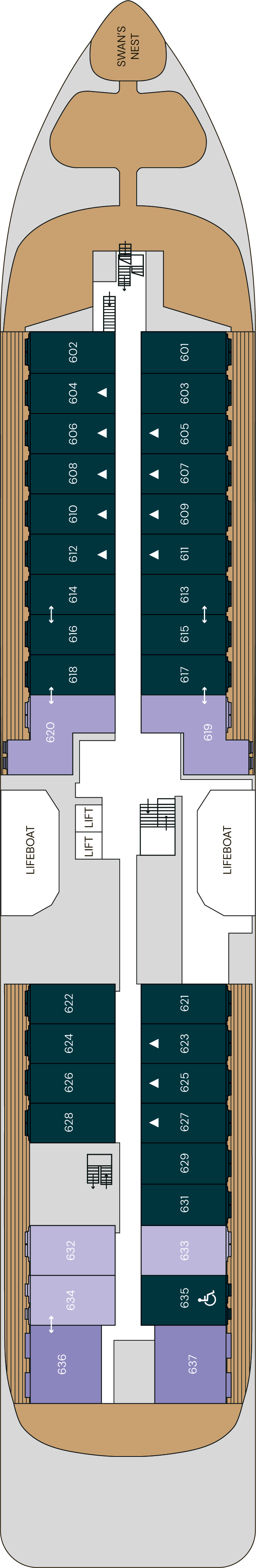 Deck 6 deck plan for SH Diana