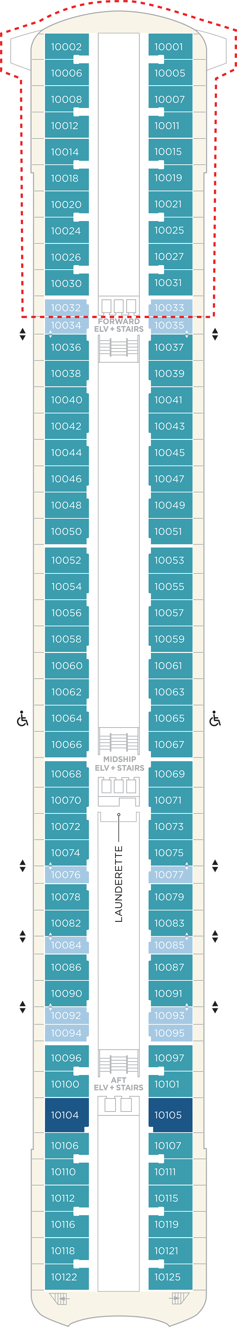 Deck 10 deck plan for Crystal Serenity