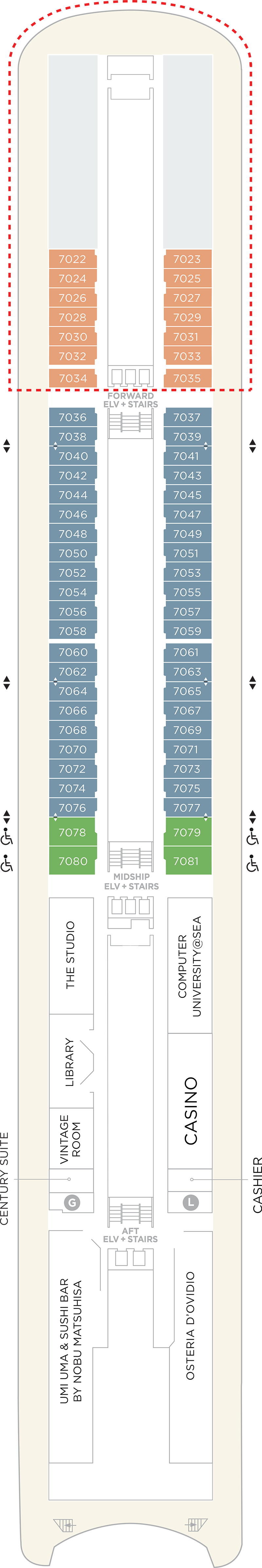 Deck 7 deck plan for Crystal Serenity