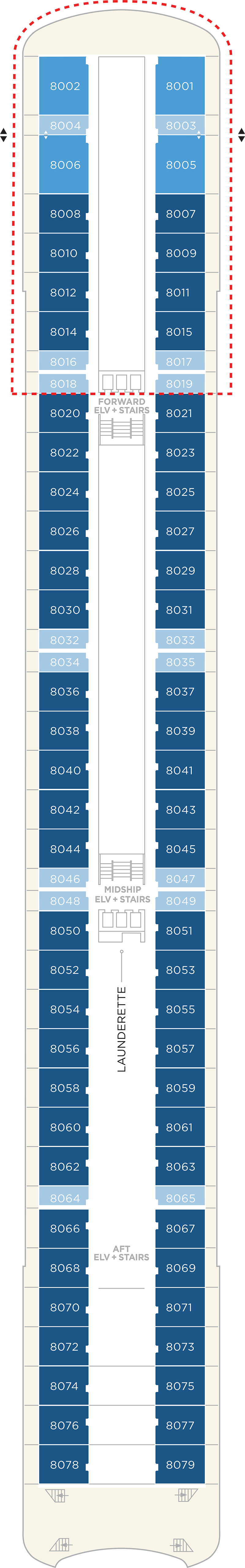 Deck 8 deck plan for Crystal Serenity