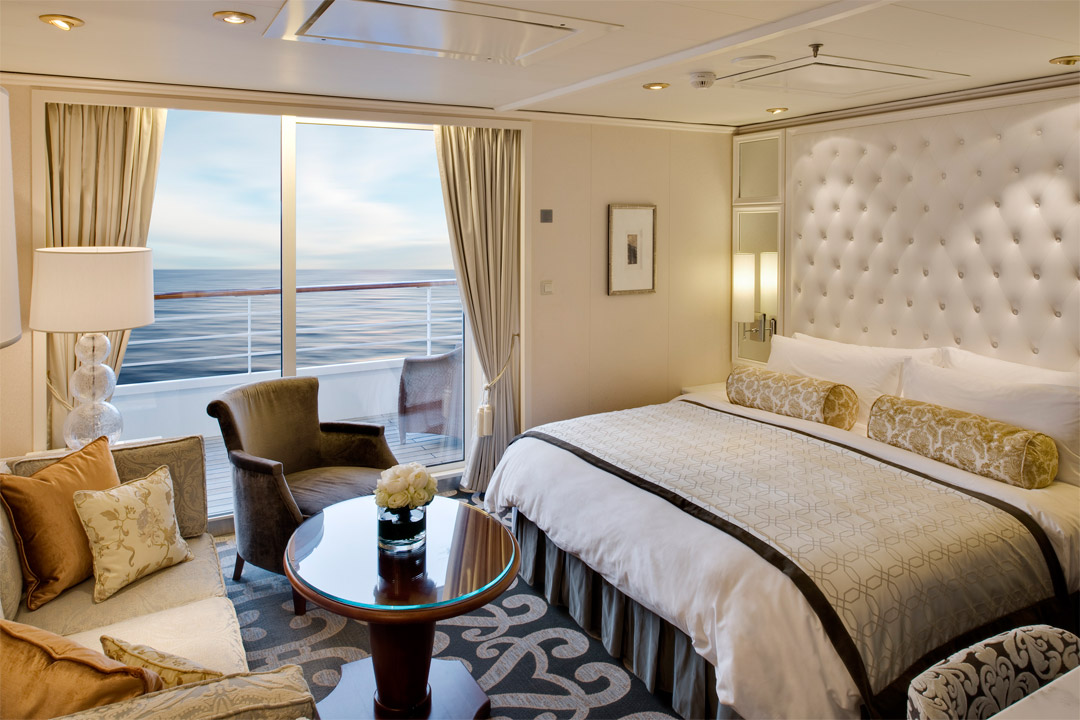  Penthouse Suites are the most luxurious of accommodations onboard <em>Crystal Serenity</em>. 