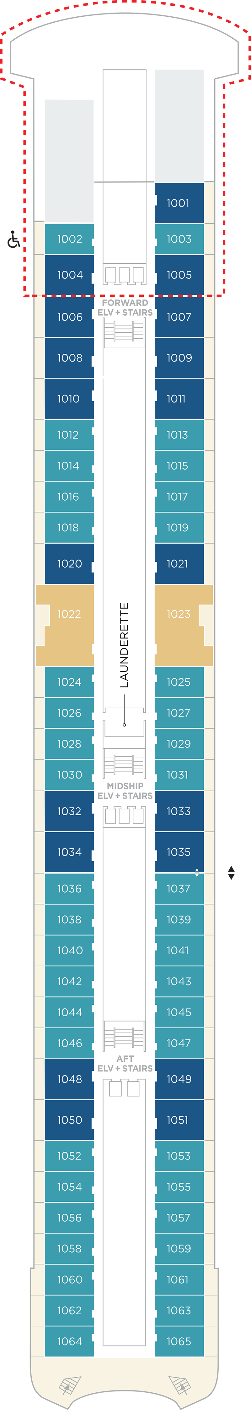 Deck 10 deck plan for Crystal Symphony