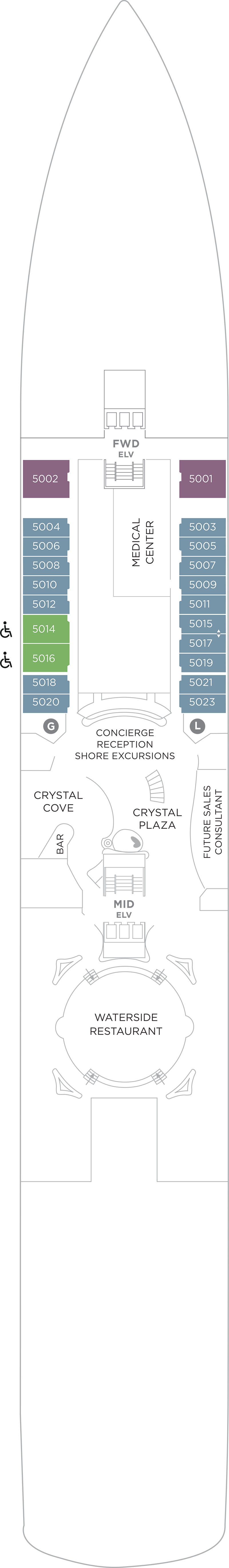 Deck 5 deck plan for Crystal Symphony