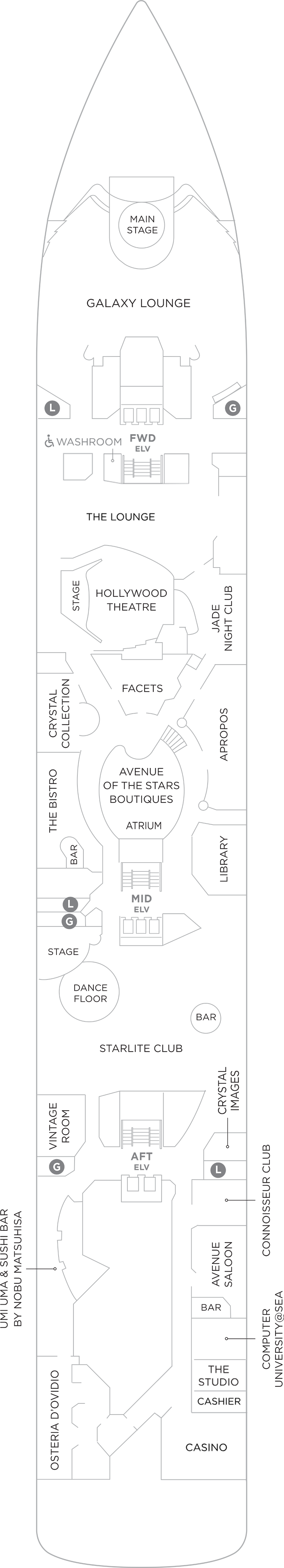 Deck 6 deck plan for Crystal Symphony