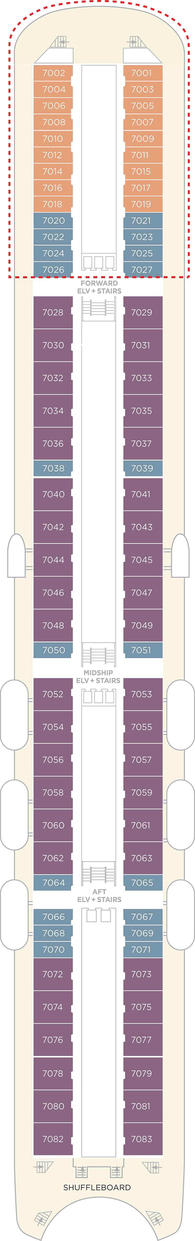 Deck 7 deck plan for Crystal Symphony