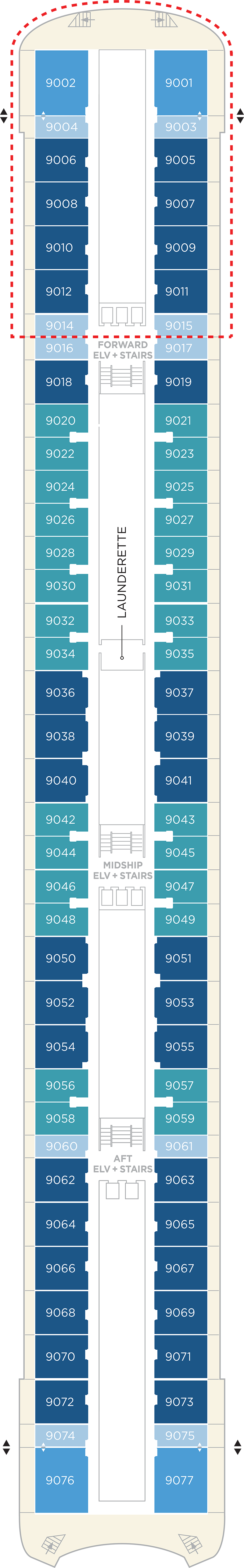 Deck 9 deck plan for Crystal Symphony