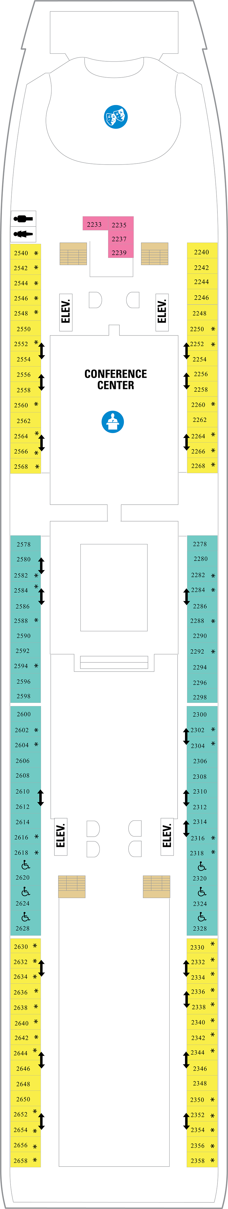 Deck 2 deck plan for Mariner of the Seas