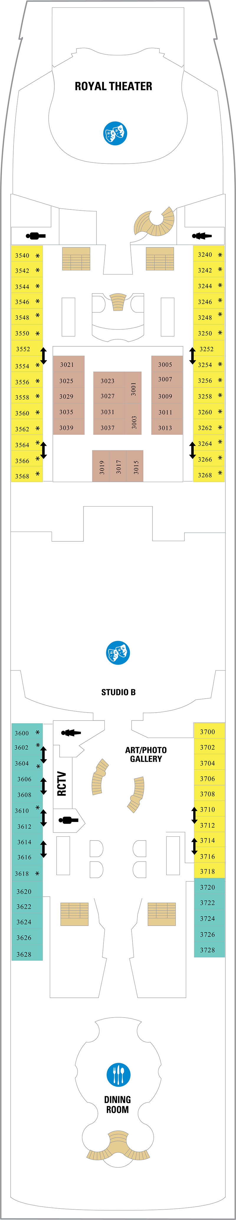 Deck 3 deck plan for Mariner of the Seas