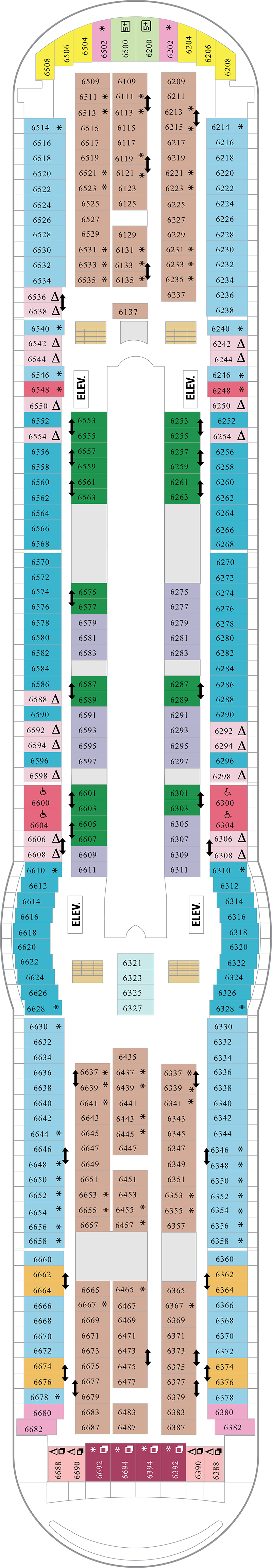 Deck 6 deck plan for Mariner of the Seas