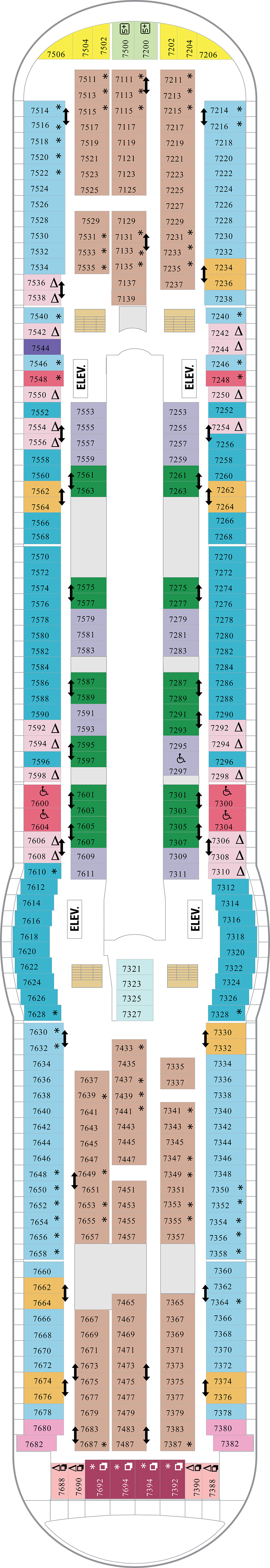 Deck 7 deck plan for Mariner of the Seas