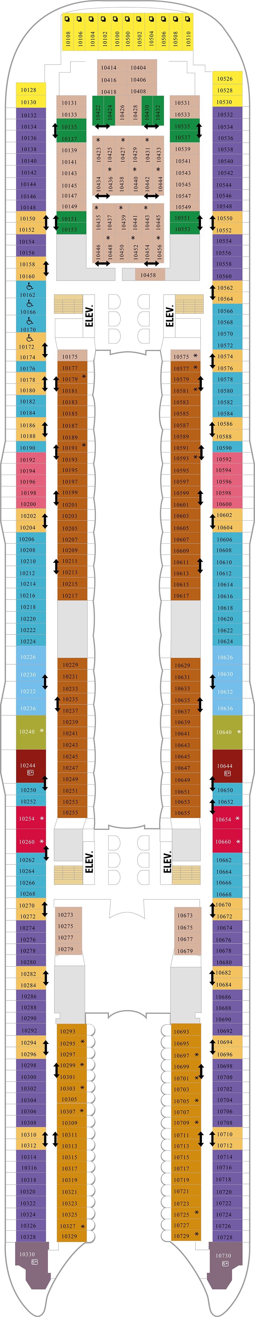 Deck 10 deck plan for Oasis of the Seas