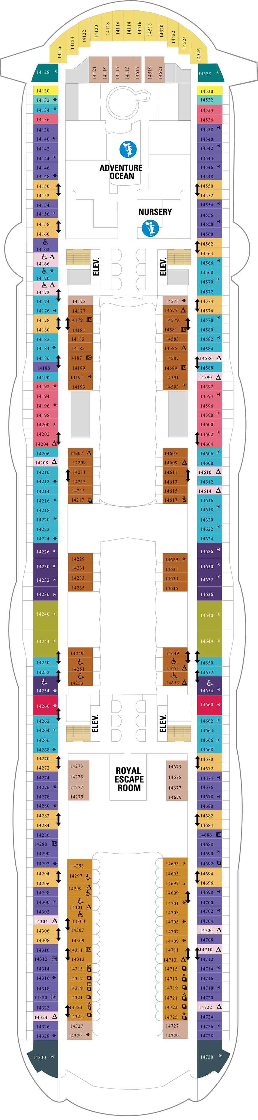 Deck 14 deck plan for Oasis of the Seas