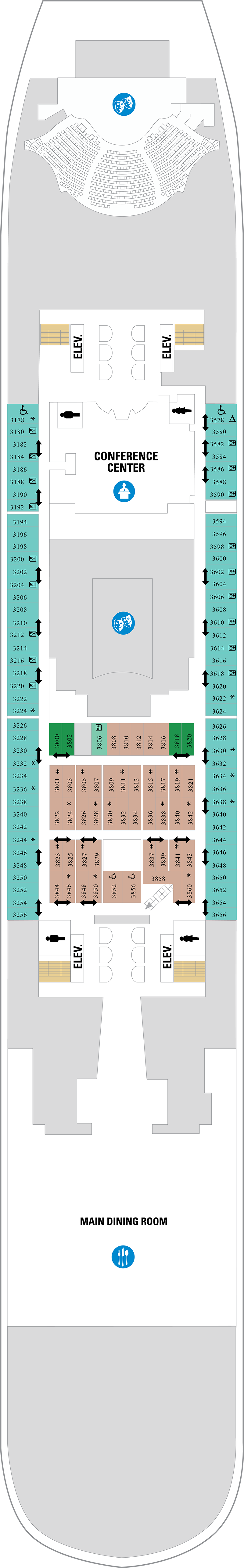 Deck 3 deck plan for Oasis of the Seas