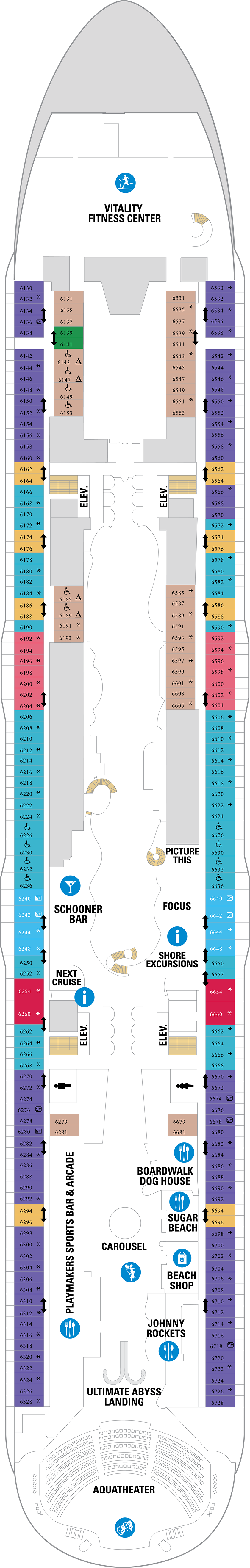 Deck 6 deck plan for Oasis of the Seas