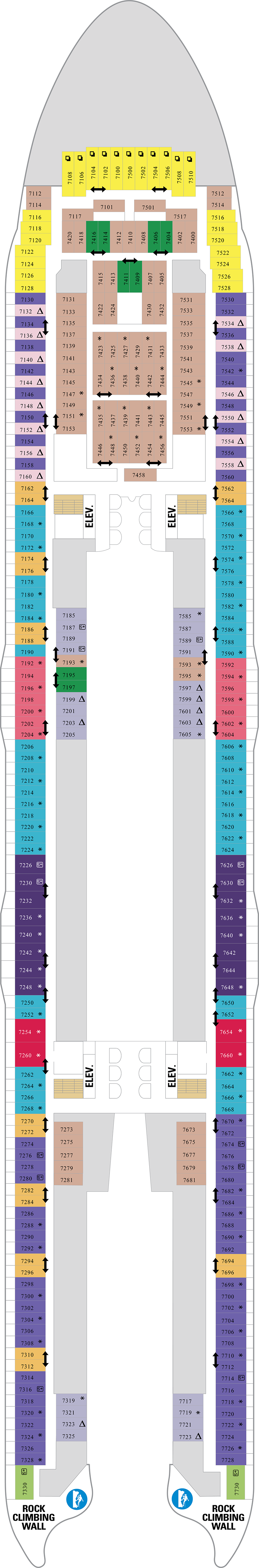 Deck 7 deck plan for Oasis of the Seas