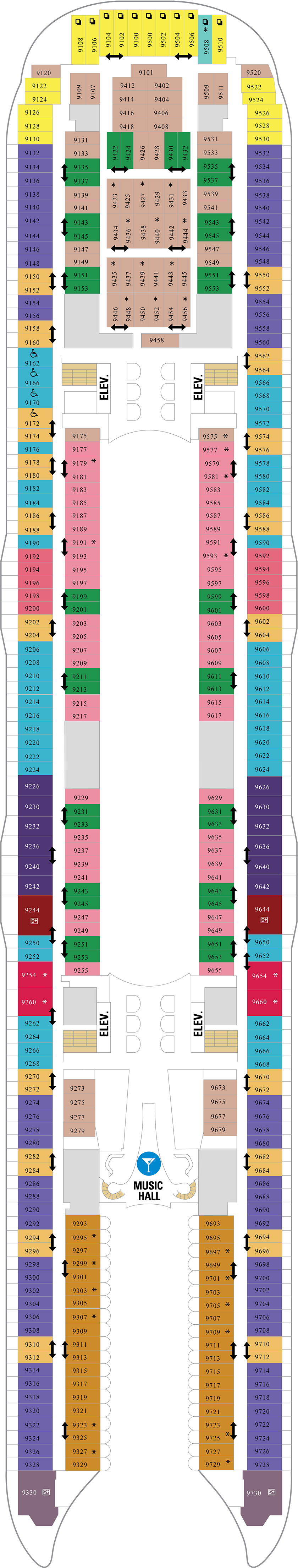 Deck 9 deck plan for Oasis of the Seas