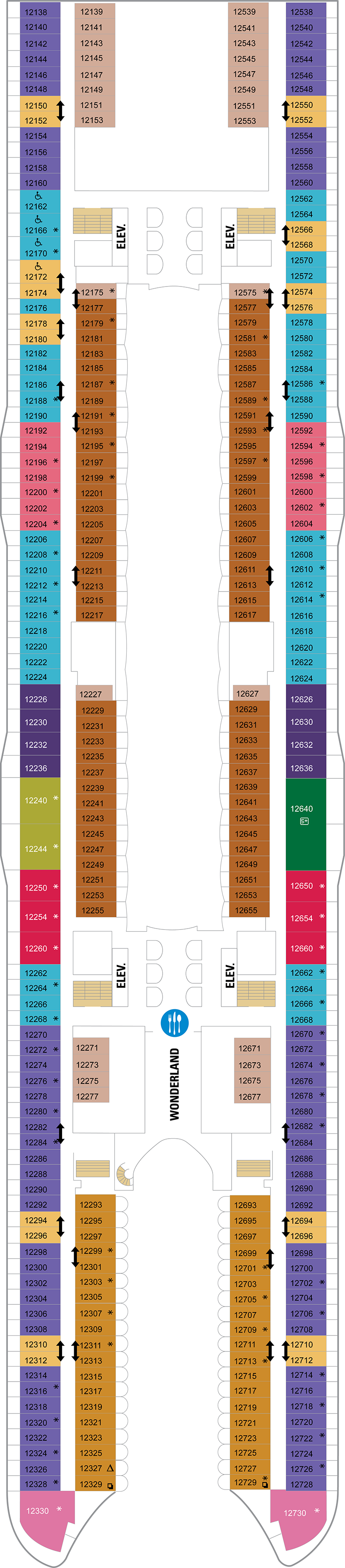 Deck 12 deck plan for Harmony of the Seas