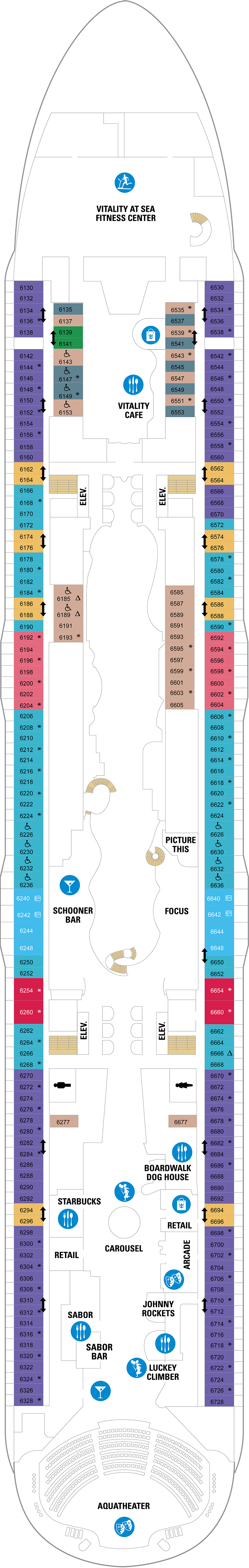 Deck 6 deck plan for Harmony of the Seas