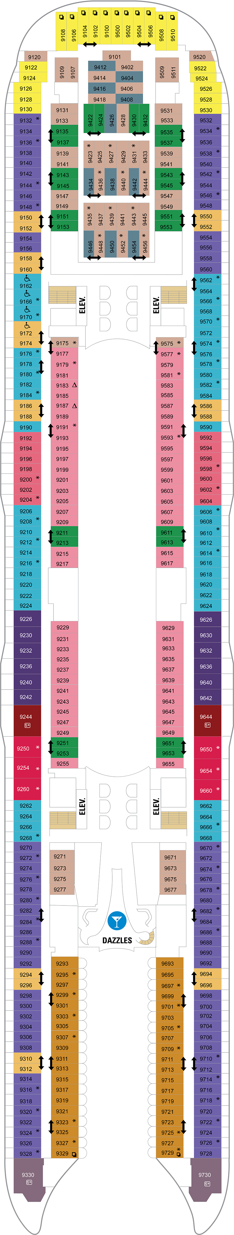 Deck 9 deck plan for Harmony of the Seas