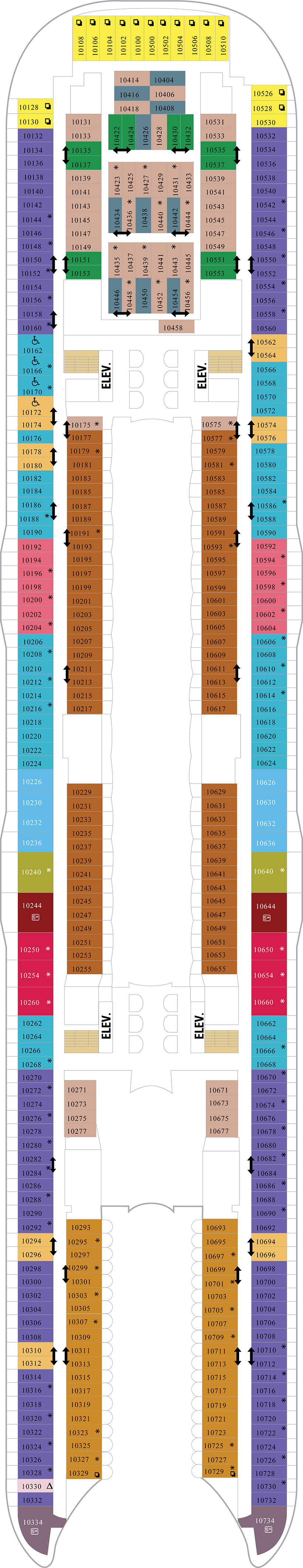 Deck 10 deck plan for Symphony of the Seas