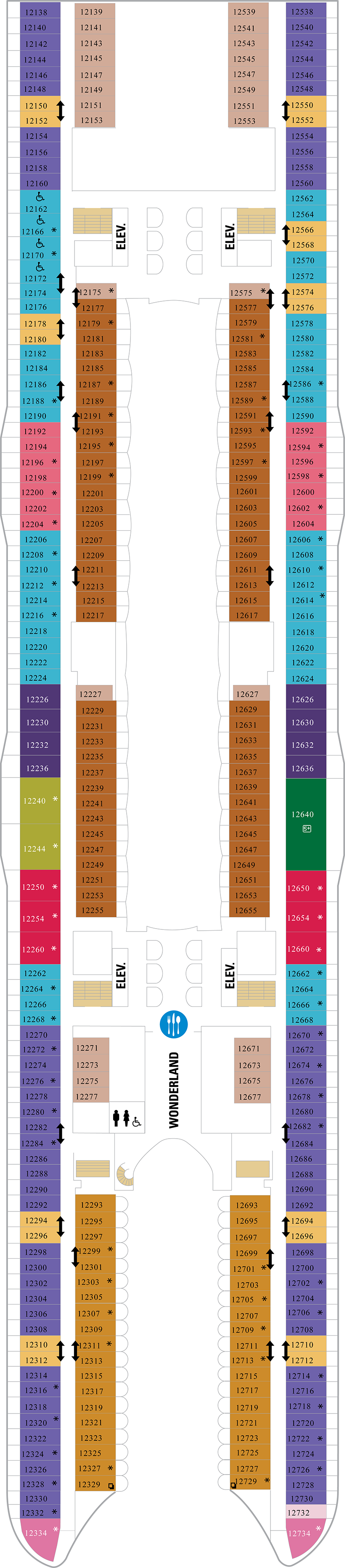 Deck 12 deck plan for Symphony of the Seas