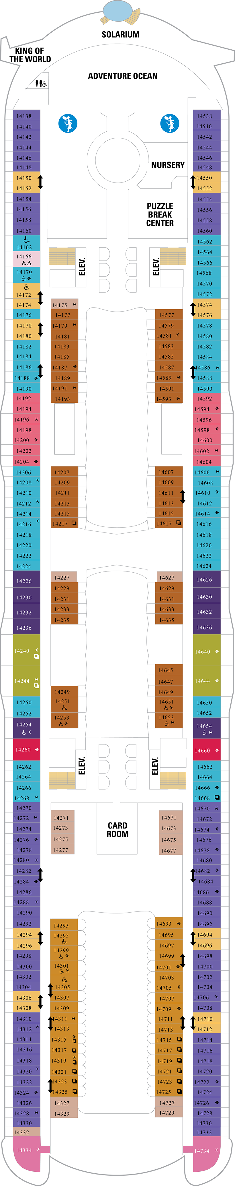 Deck 14 deck plan for Symphony of the Seas