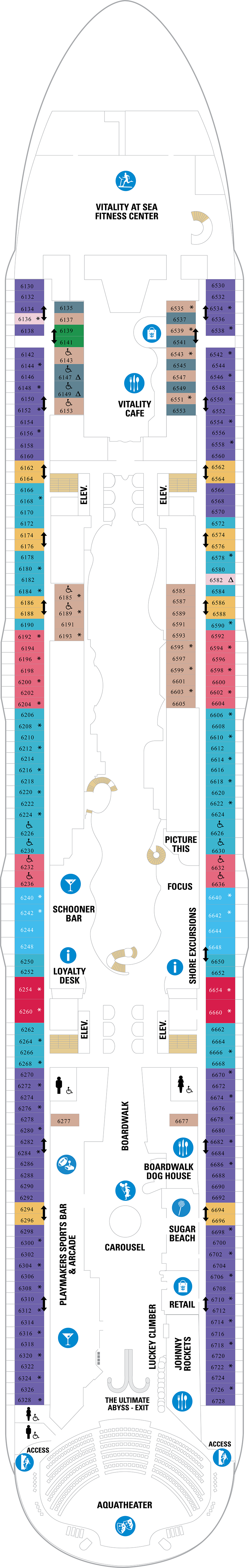 Deck 6 deck plan for Symphony of the Seas
