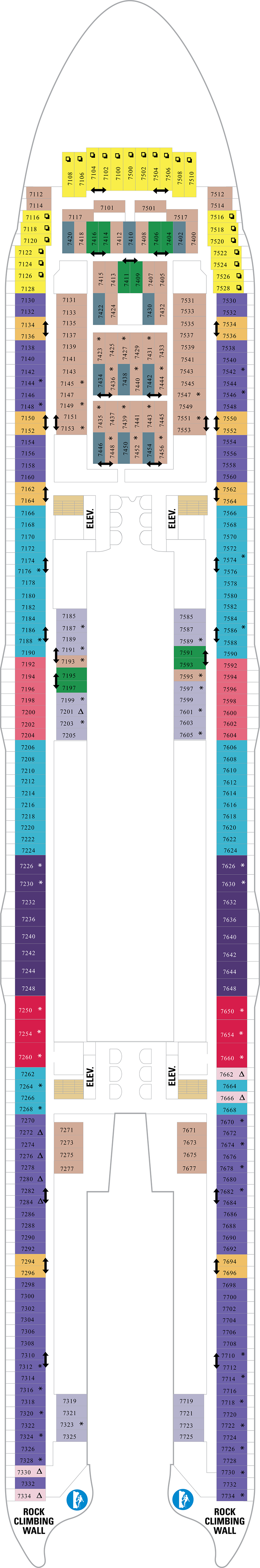 Deck 7 deck plan for Symphony of the Seas