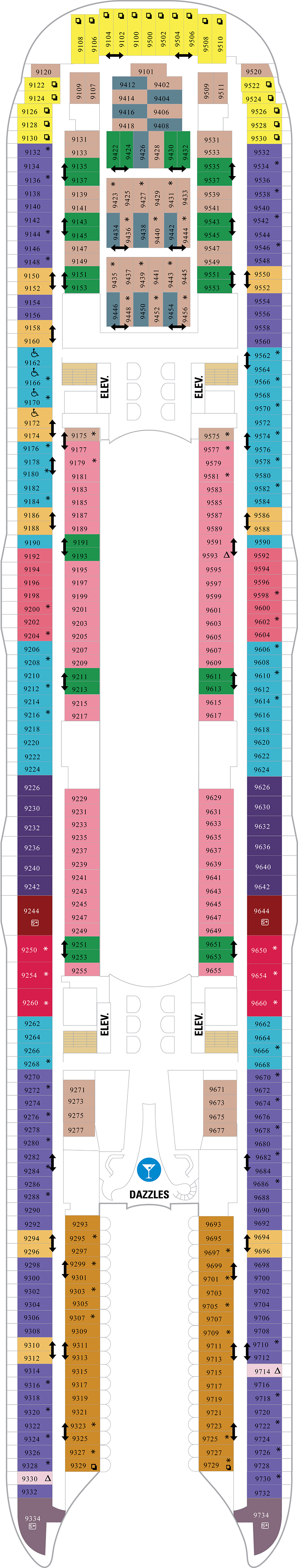 Deck 9 deck plan for Symphony of the Seas